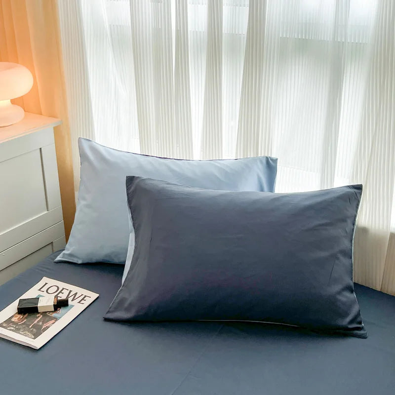 2-side Solid Color Brush Fabric Bed Set- 4 Pieces